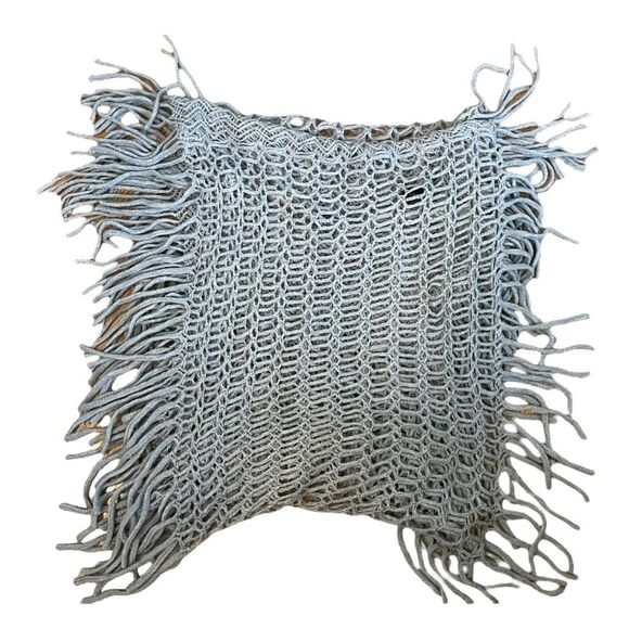 Cejon Open Knit Fringe Collar Scarf Gray Snood Neck Warmer Winter One Size - Picture 2 of 4